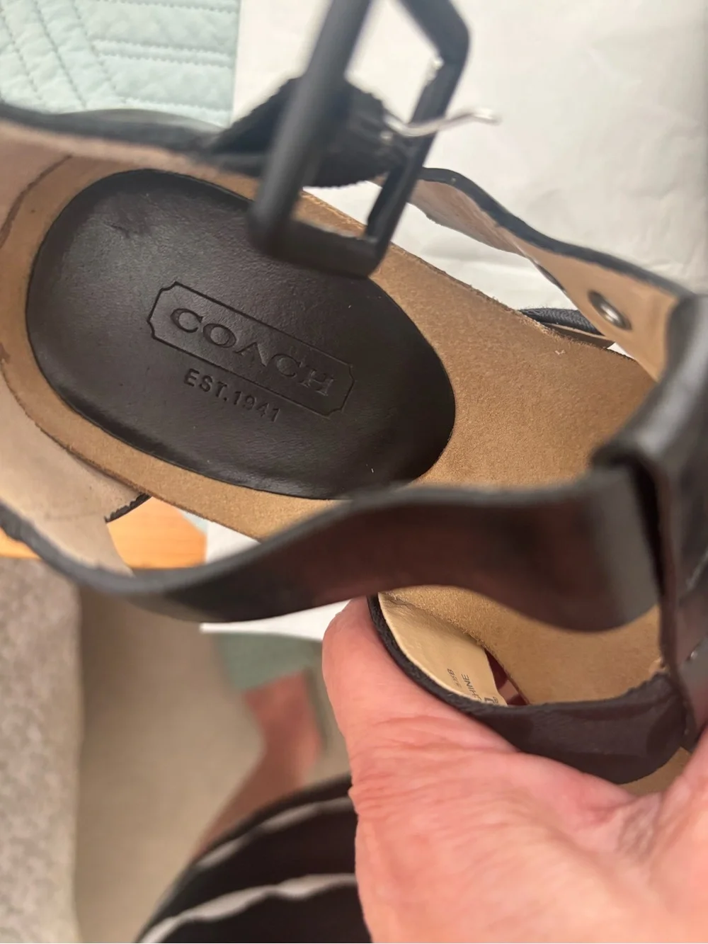 NWT. Coach Black Women's Strappy Wedge Sandals - Brand: